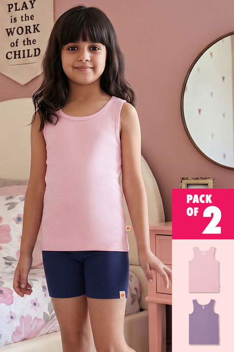 Buy Zivame Girls Solid Tanks (Pack of 2) - Multicolor